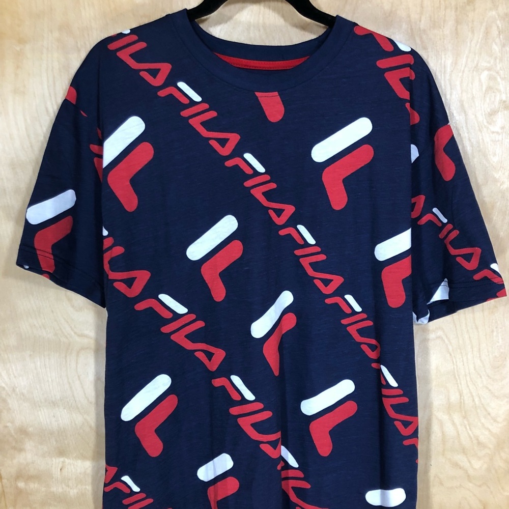 NWT Fila Men’s Navy Regular All Over Print Shirt